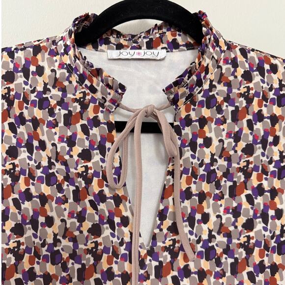 Joy Joy Preppy Classic Modern Boutique Trim Gathers Tier Dress in Brush Stroke M - Picture 8 of 12